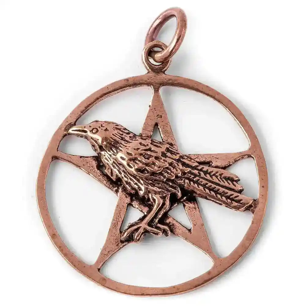 Bronzeanhänger Odins Rabe im Pentagramm - Pentagramm - Größe: 46x34mm