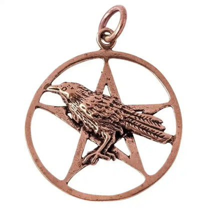 Bronzeanhänger Odins Rabe im Pentagramm - Pentagramm - Größe: 46x34mm