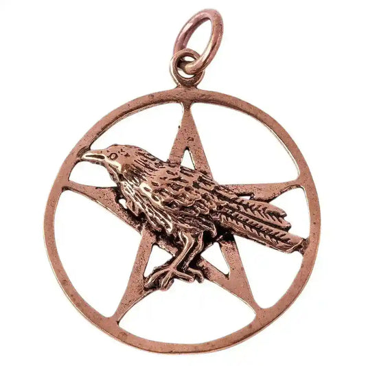 Bronzeanhänger Odins Rabe im Pentagramm - Pentagramm - Größe: 46x34mm