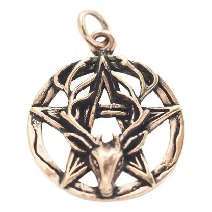 Bronzeanhänger Pentagramm und Hirsch Schmuck - Pentagramm - 35x25mm