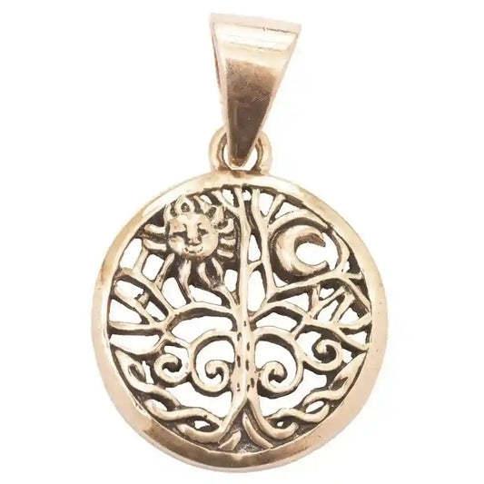 Bronzeanhänger Sonne im Lebensbaum - Lebensbaum - 26x17mm