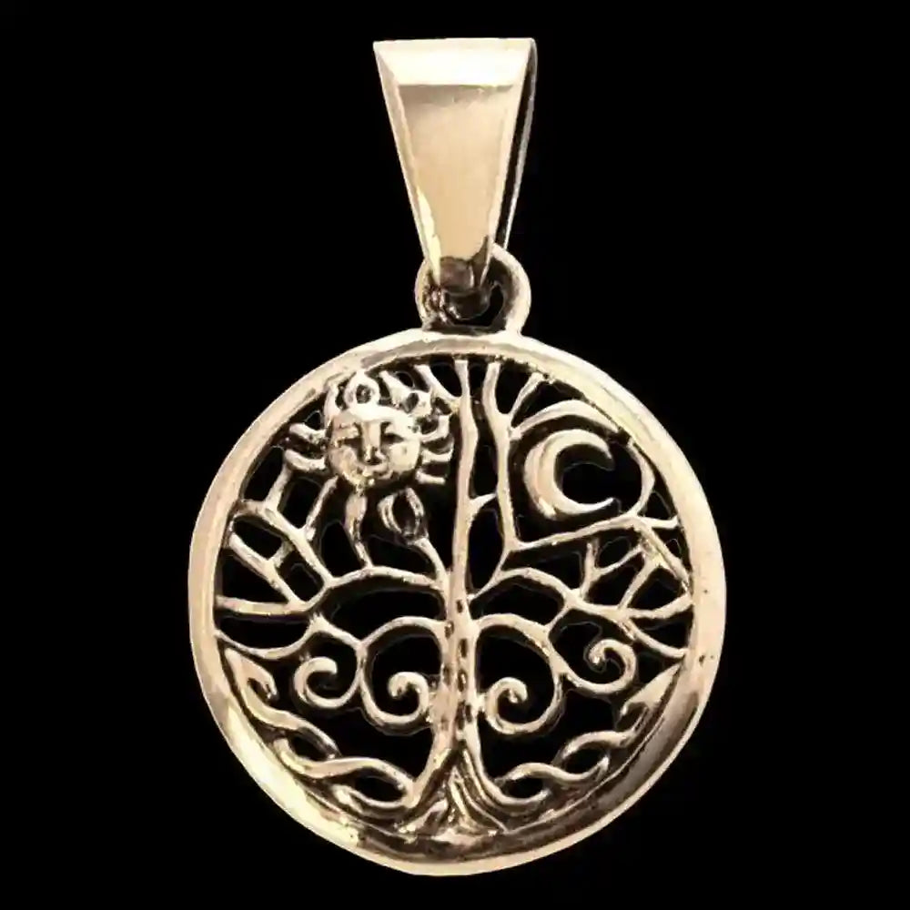 Bronzeanhänger Sonne im Lebensbaum - Lebensbaum - 26x17mm