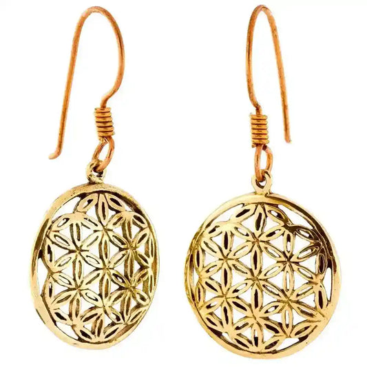 Bronzeohrhänger Die Blume des Lebens - Blume des Lebens - 32x17mm - Firma Holzenplotz - Silberketten-Goldketten.de 