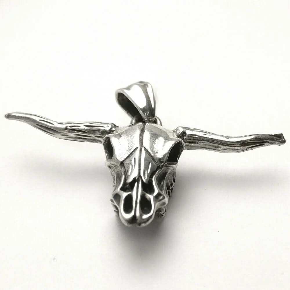 Büffelschädel sehr groß Schmuck Anhänger 925er Silber 55x38mm - Firma Holzenplotz - Silberketten - Goldketten.de