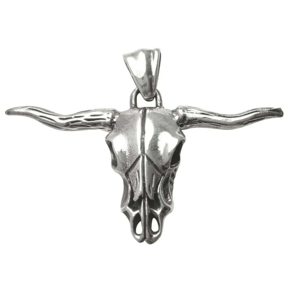 Büffelschädel sehr groß Schmuck Anhänger 925er Silber 55x38mm - Firma Holzenplotz - Silberketten - Goldketten.de