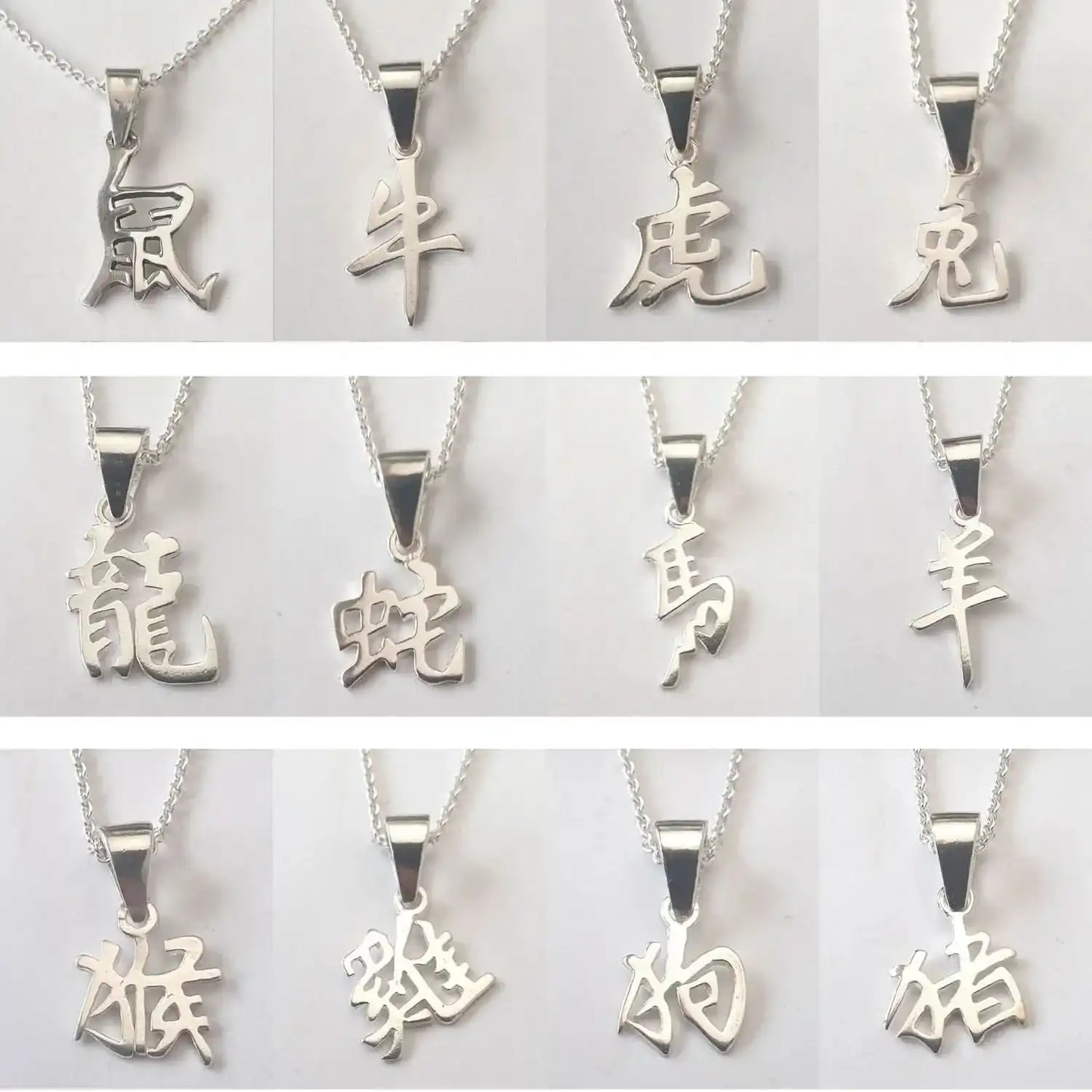 Chinesische Sternzeichen mit Kette Anhänger 925 Silber zodiac signs