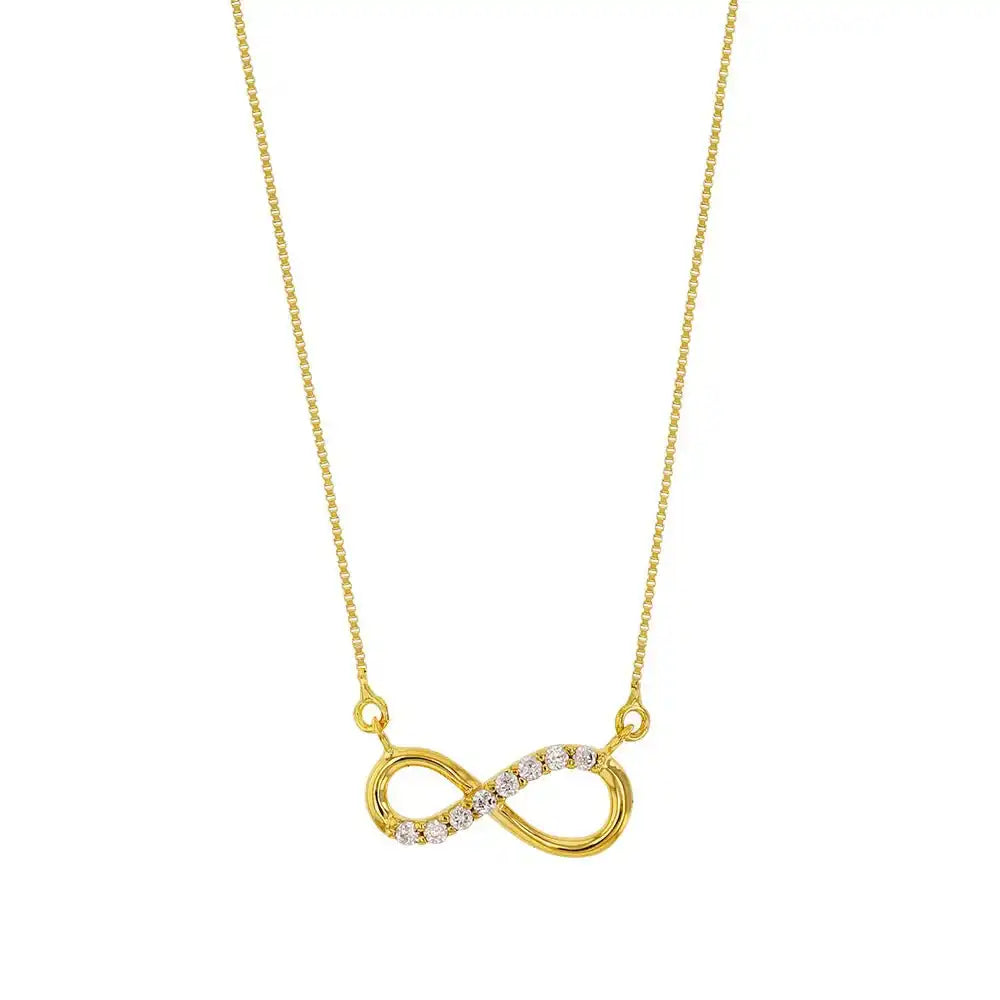 Collier Kette Unendlichkeitszeichen Zirkonia massiv 375 - 9 Karat Gold - Firma Holzenplotz - Silberketten - Goldketten.de
