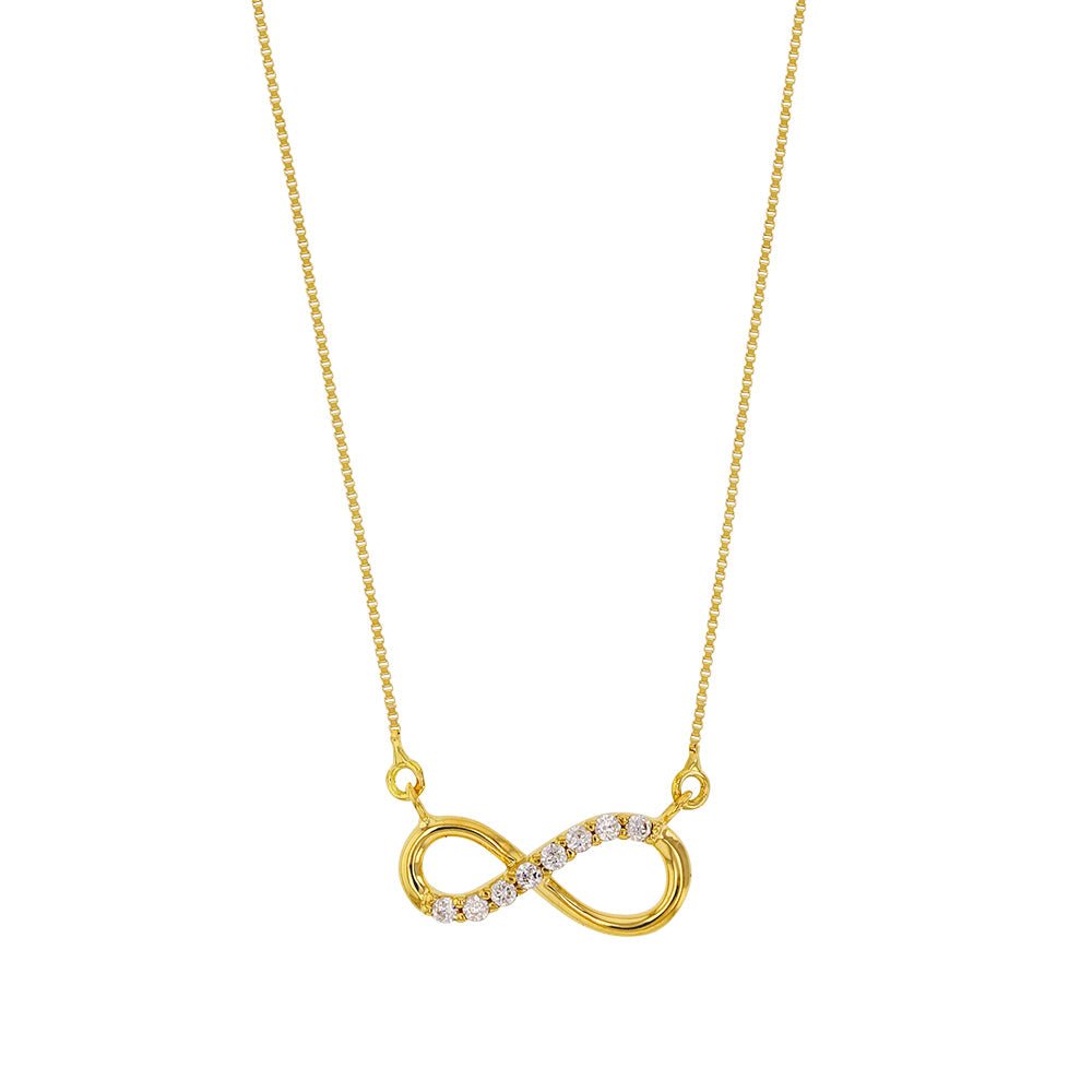 Collier Kette Unendlichkeitszeichen Zirkonia massiv 375 - 9 Karat Gold - Firma Holzenplotz - Silberketten - Goldketten.de