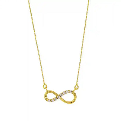 Collier Kette Unendlichkeitszeichen Zirkonia massiv  375-9 Karat Gold