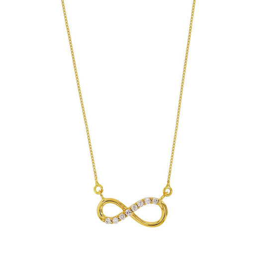 Collier Kette Unendlichkeitszeichen Zirkonia massiv 375 - 9 Karat Gold - Firma Holzenplotz - Silberketten - Goldketten.de