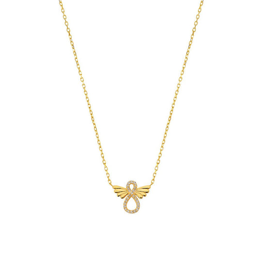 Collier Kette Unendlichkeitszeichen Zirkonia massiv 375 - 9 Karat Gold - Firma Holzenplotz - Silberketten - Goldketten.de