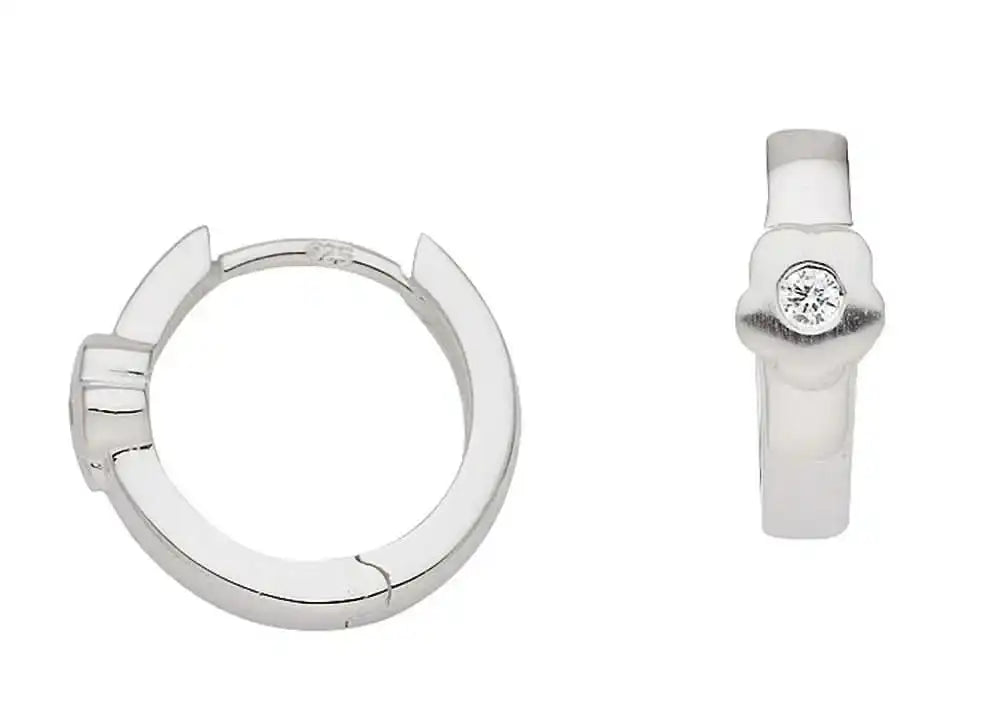 Creolen Blüte Zirkonia 925 Silber rhodiniert - Firma Holzenplotz - Silberketten - Goldketten.de