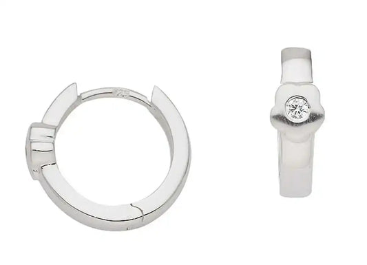 Creolen Blüte Zirkonia 925 Silber rhodiniert - Firma Holzenplotz - Silberketten - Goldketten.de