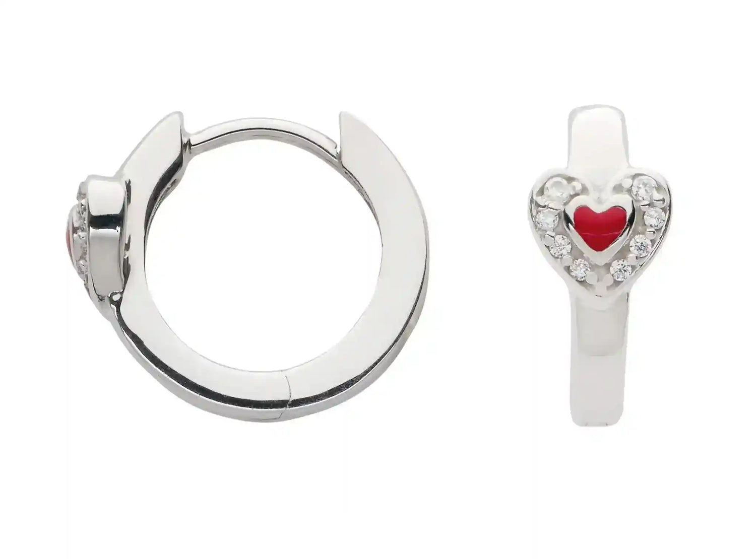 Creolen Herz Zirkonia/Lack 925 Silber rhodiniert