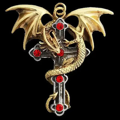 Crux Dragana Anhänger Schmuck - Drachen, Kreuze Anne Stokes - Firma Holzenplotz - Silberketten-Goldketten.de 