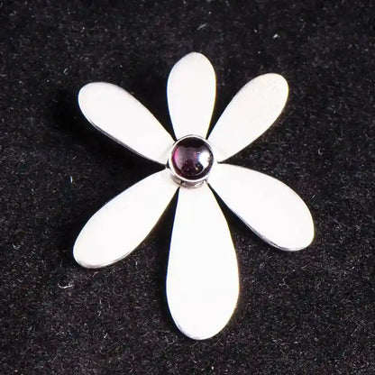 Daisy - Schmuck Anhänger mit Granat 925er Silber - Blume - 26x32mm