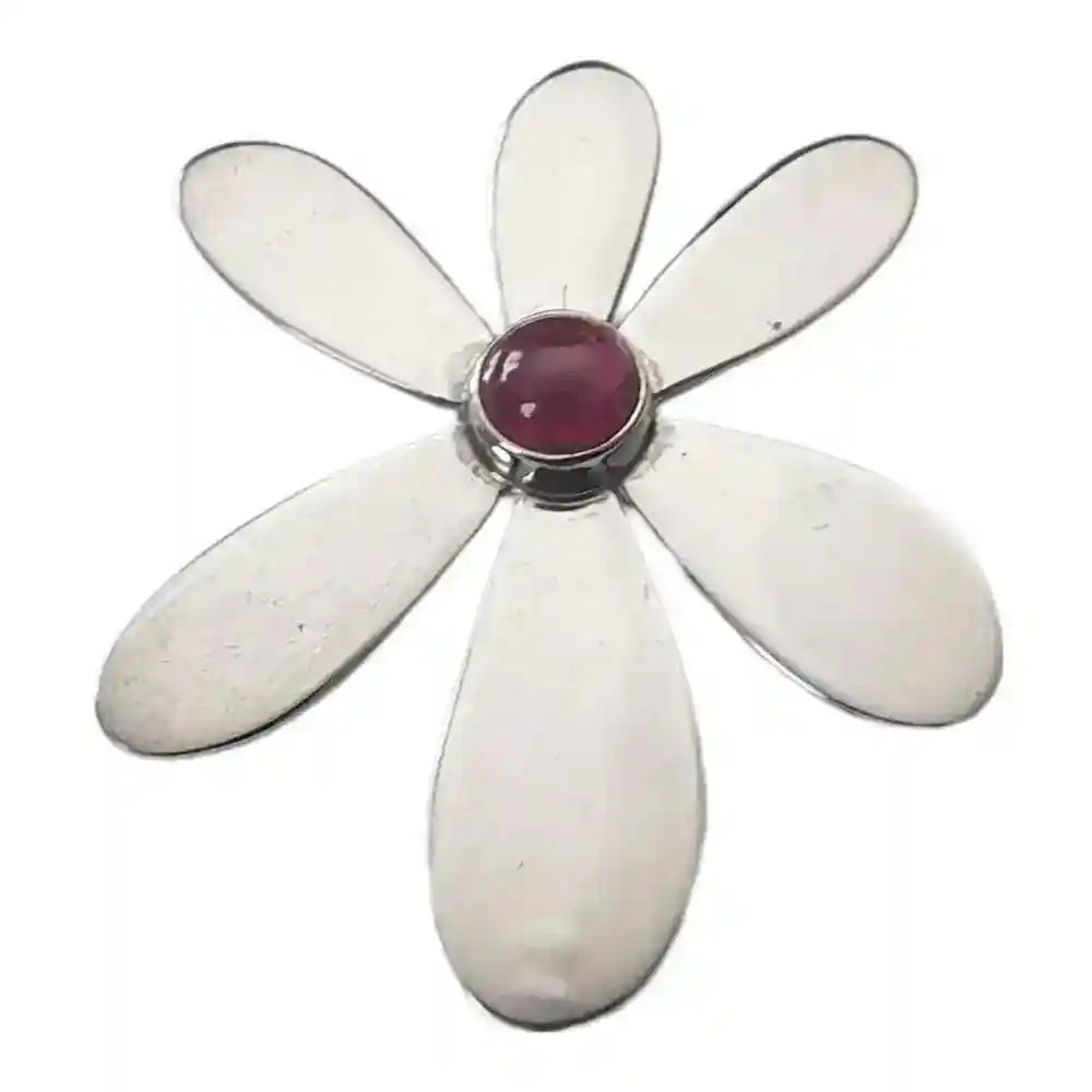 Daisy - Schmuck Anhänger mit Granat 925er Silber - Blume - 26x32mm