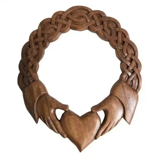 Deko Wandbild Claddagh Freundschafts-Symbol Herz mit Hand Wanddeko Holz 