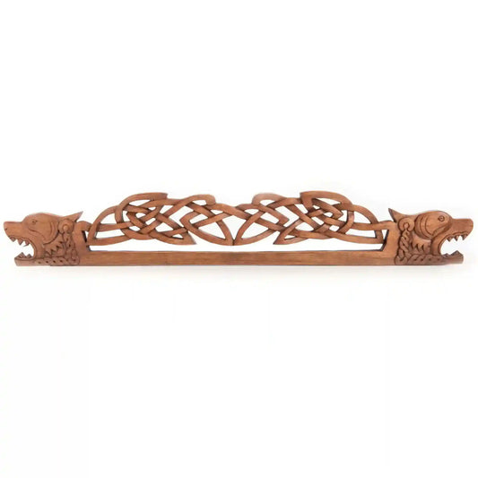 Deko Wandbild Handgearbeitet aus Holz CELTIC Wandschmuck Kelten 2 Hunde Holz