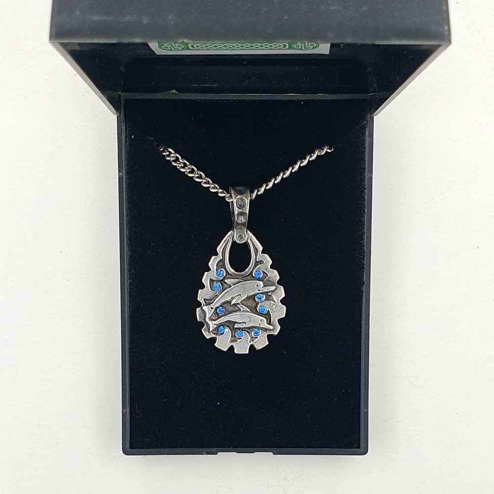 Delfine Anhänger Schmuck - Delfin - Größe: 39x21mm