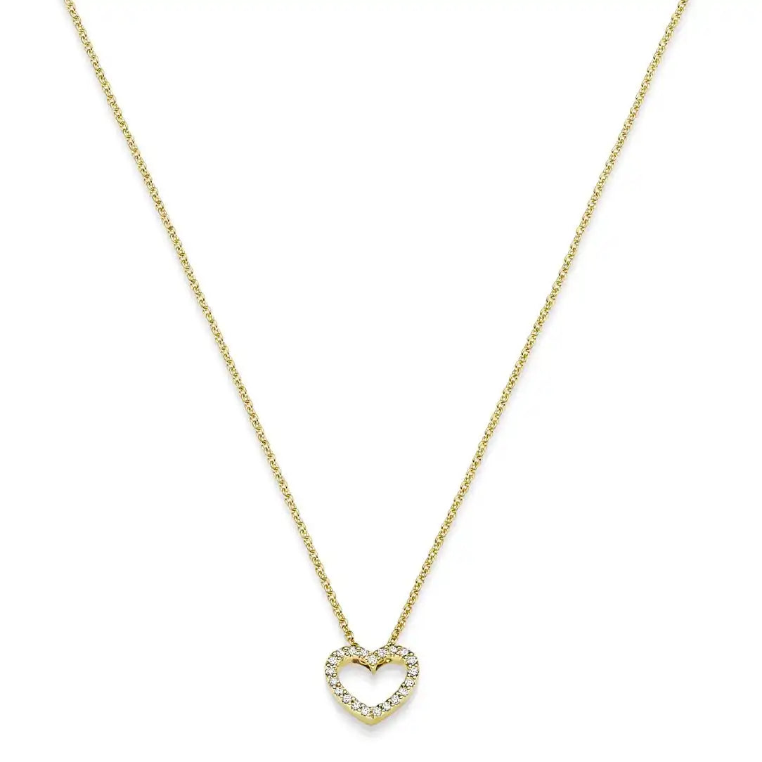 Diamant Collier Herz mit 21 Brillianten 0.05ct. 750 - 18 Karat Gold 42cm - Firma Holzenplotz - Silberketten - Goldketten.de