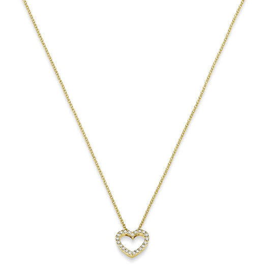 Diamant Collier Herz mit 21 Brillianten 0.05ct. 750 - 18 Karat Gold 42cm - Firma Holzenplotz - Silberketten - Goldketten.de