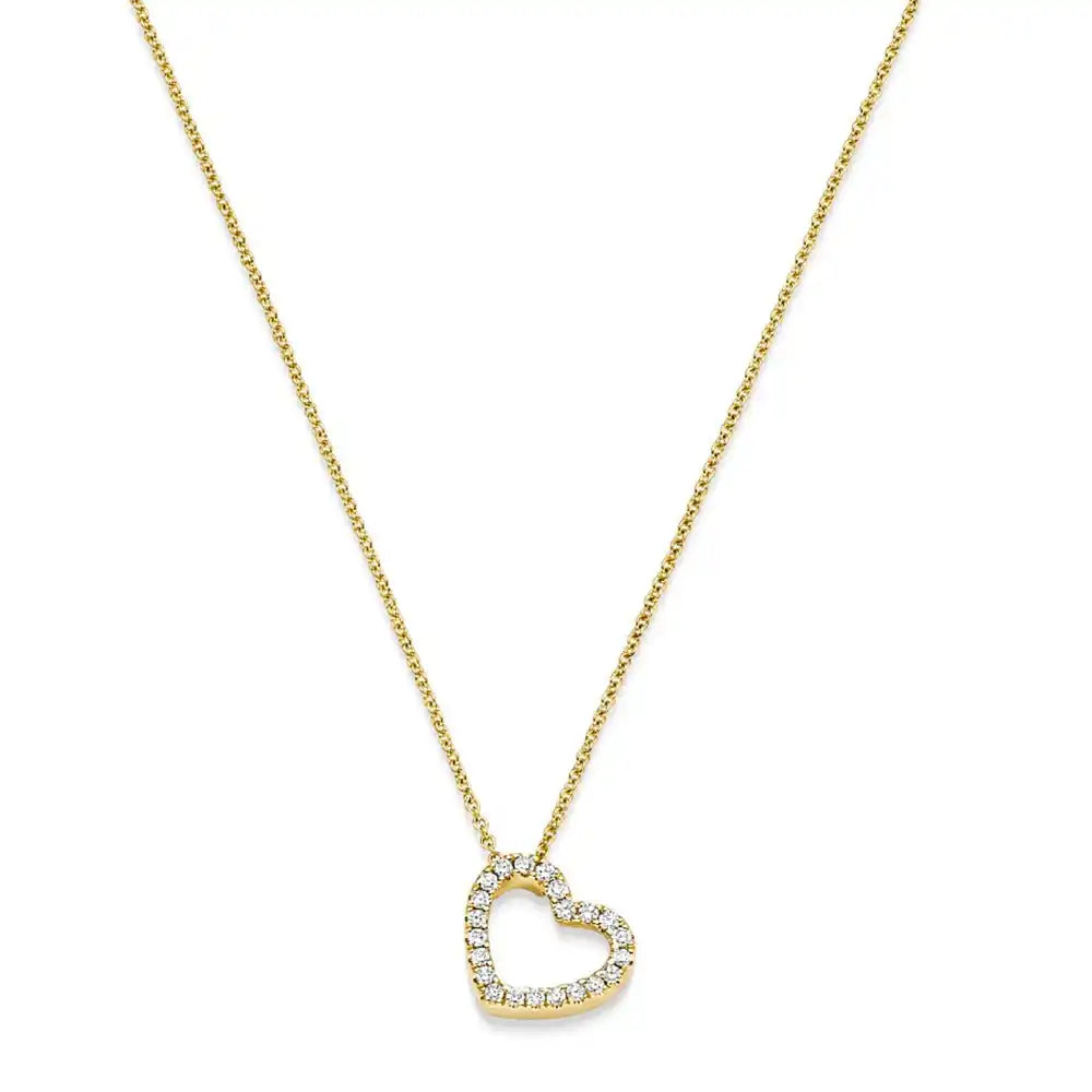 Diamant Collier Herz mit 22 Brillianten 0.16ct. 750 - 18 Karat Gold 42cm - Firma Holzenplotz - Silberketten - Goldketten.de