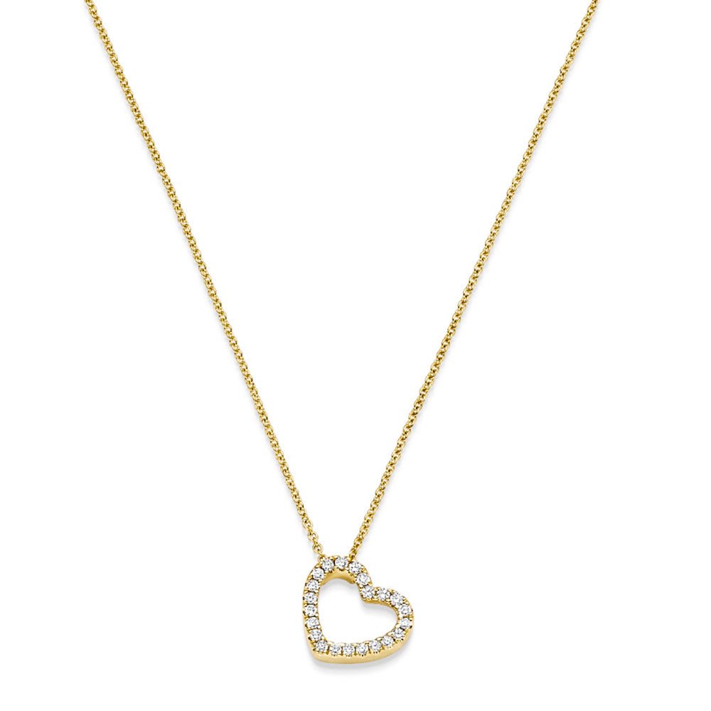 Diamant Collier Herz mit 22 Brillianten 0.16ct. 750 - 18 Karat Gold 42cm - Firma Holzenplotz - Silberketten - Goldketten.de