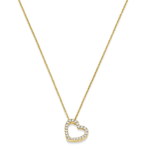 Diamant Collier Herz mit 22 Brillianten 0.16ct. 750 - 18 Karat Gold 42cm - Firma Holzenplotz - Silberketten - Goldketten.de
