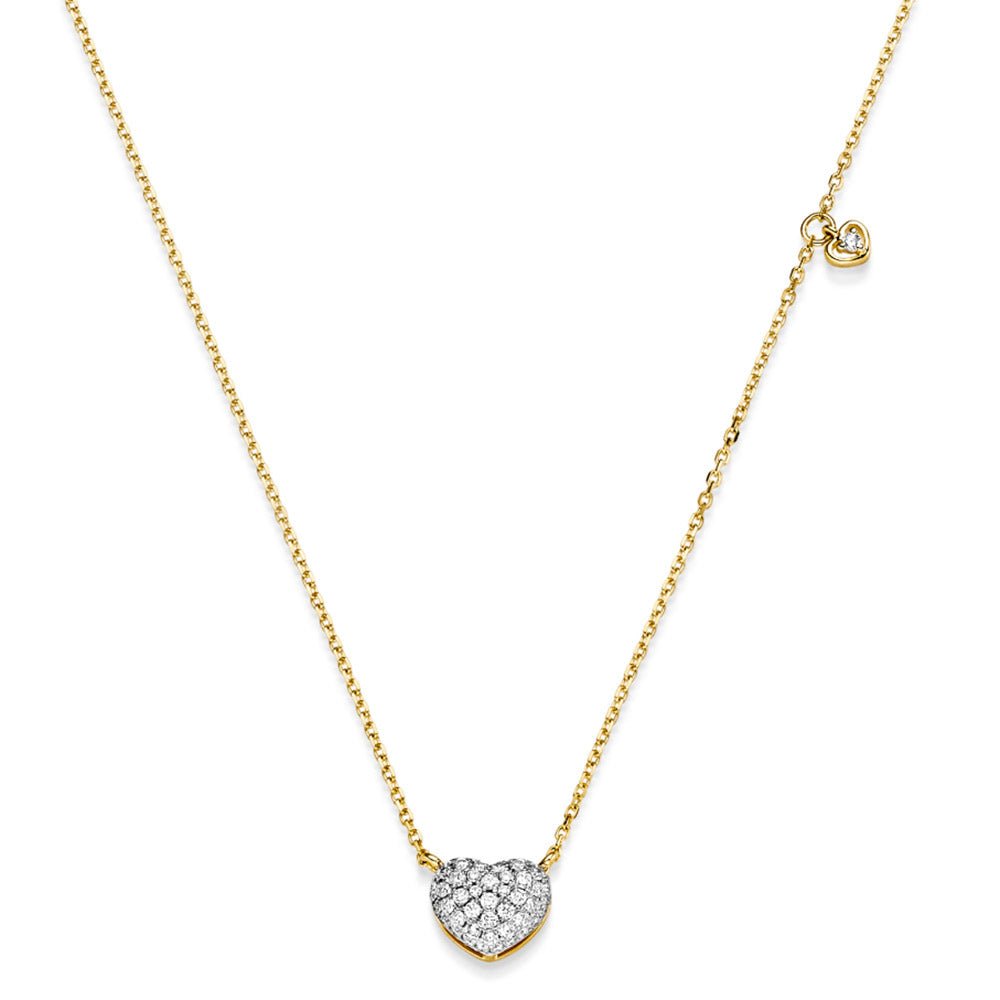 Diamant Collier Herz mit 51 Brillianten 0.28ct. 750 - 18 Karat Gold 45cm - Firma Holzenplotz - Silberketten - Goldketten.de