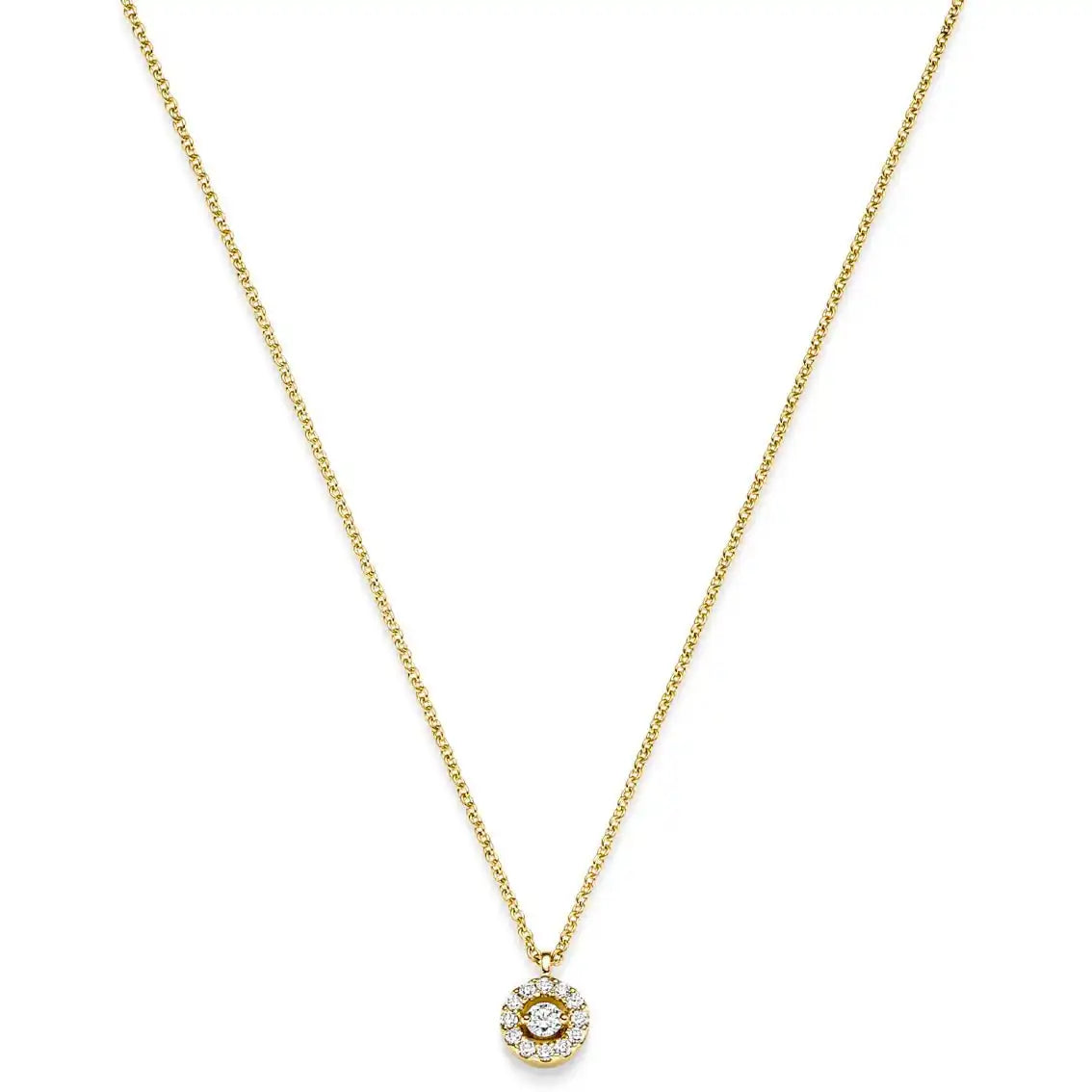 Diamant Collier Kreis mit 13 Brillianten 0.11ct. 750 - 18 Karat Gold 42cm - Firma Holzenplotz - Silberketten - Goldketten.de