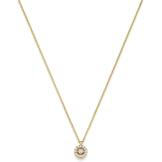Diamant Collier Kreis mit 13 Brillianten 0.11ct. 750 - 18 Karat Gold 42cm - Firma Holzenplotz - Silberketten - Goldketten.de