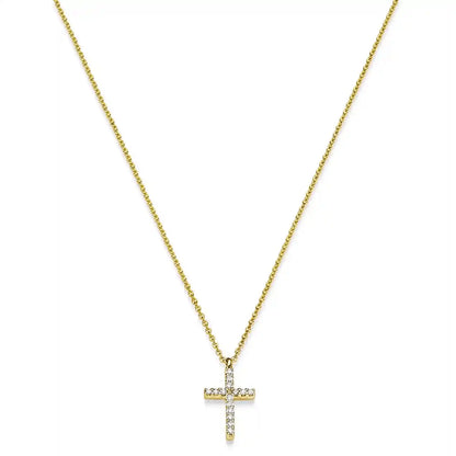 Diamant Collier Kreuz 15 Brillianten 0.08 ct. 750-18 Karat Gold 45 cm