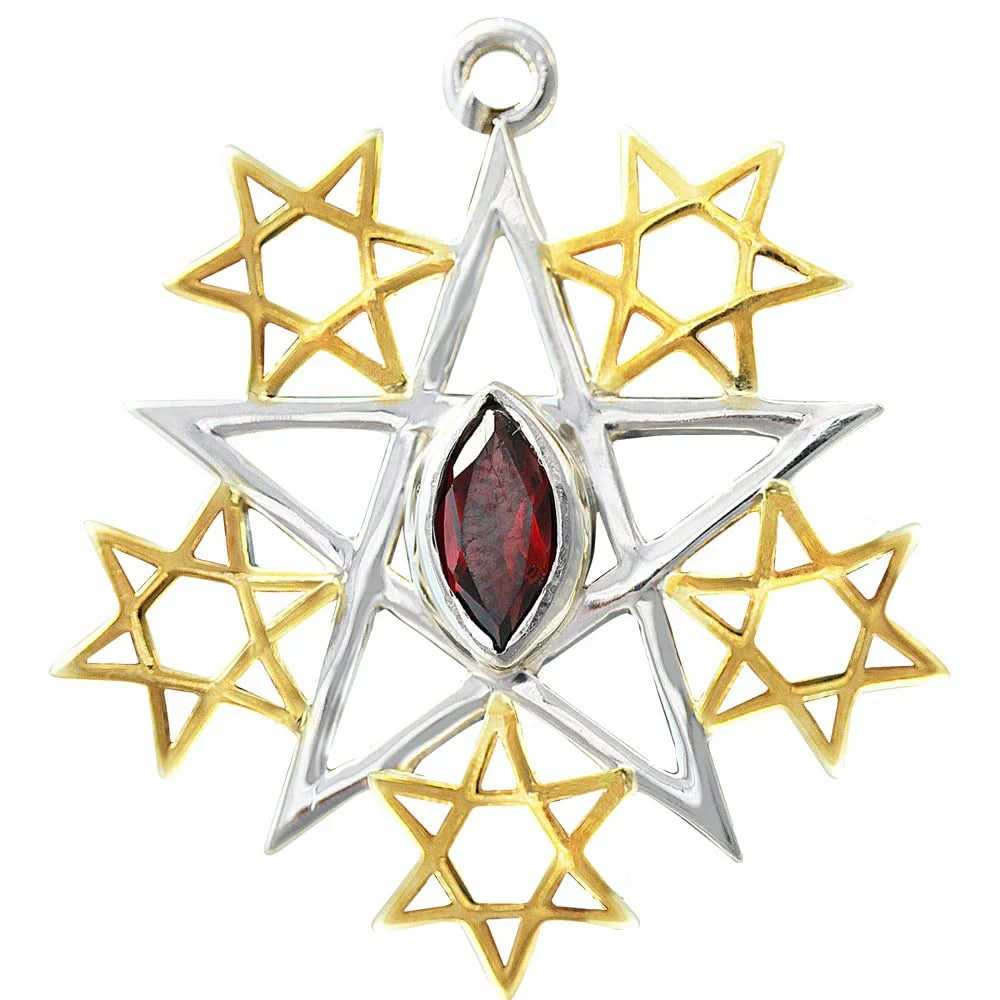 Die Quintessenz Briar Edelstein Serie 925er Silber Granat Stein rot 42 x 35 mm