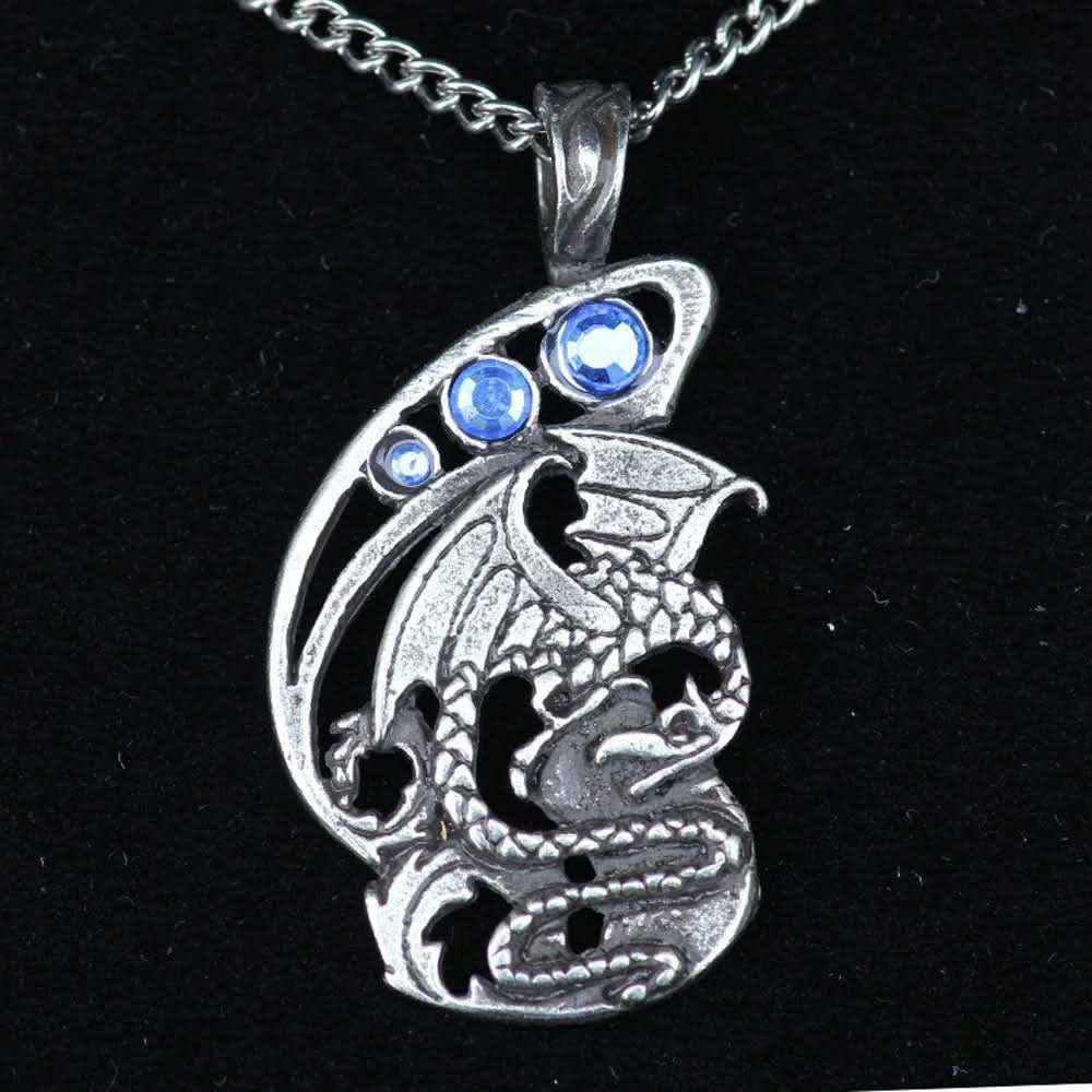 Drache Anhänger Schmuck - Drachen - 42x25mm Wikinger Swarovski Kristalle + Kette