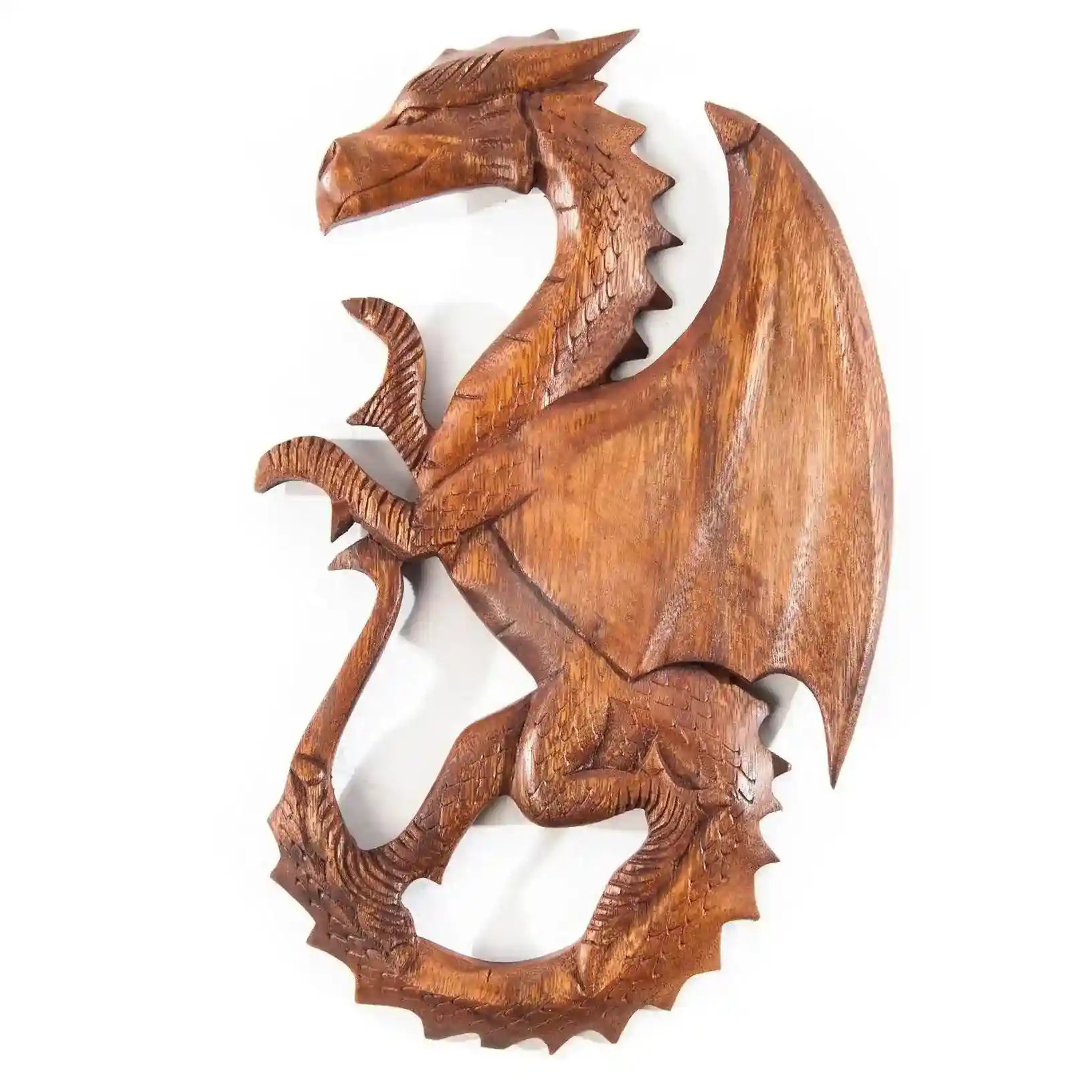 Drache links schauend Wandbild Holz geschnitztes Ornament Wanddekoobje - Firma Holzenplotz - Silberketten-Goldketten.de 
