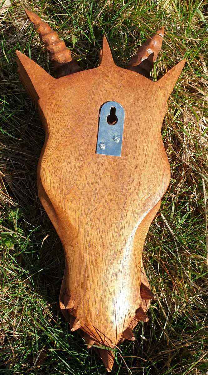 Drachenkopf mächtig handgearbeitet  Wandbild Holz Drache Kopf Fantasy 32cm