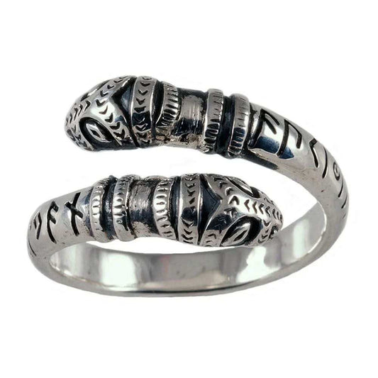 Drachenkopfring verstellbar klein 925er Silber Größe 52-60