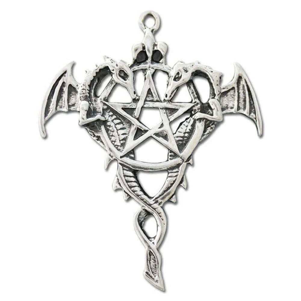 Draco Pentagramm Schmuck Anhänger versilbert mit Kette und Satinbeutel - Firma Holzenplotz - Silberketten - Goldketten.de