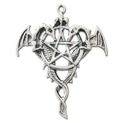 Draco Pentagramm Schmuck Anhänger versilbert mit Kette und Satinbeutel - Firma Holzenplotz - Silberketten - Goldketten.de