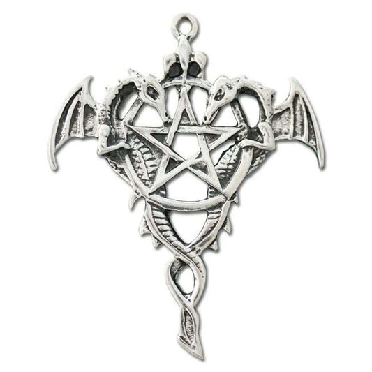 Draco Pentagramm Schmuck Anhänger versilbert mit Kette und Satinbeutel - Firma Holzenplotz - Silberketten - Goldketten.de