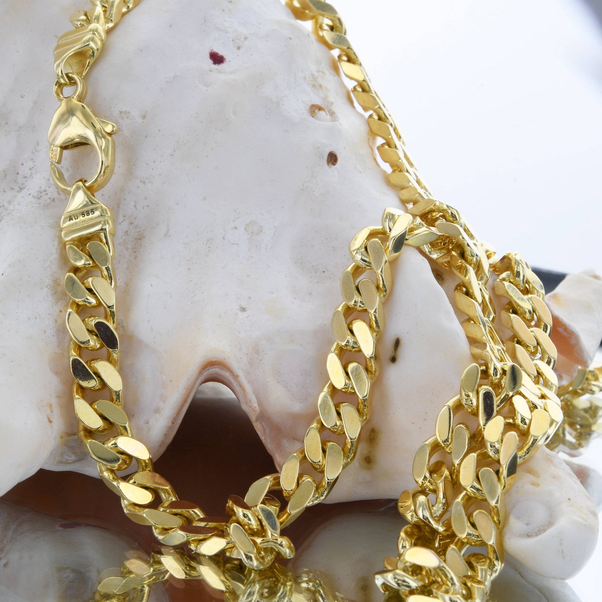 6,0 mm 585 - 14 Karat Gold Halskette Panzerkette 4-seitig diamantiert massiv Gold hochwertige Goldkette - Länge nach Wahl