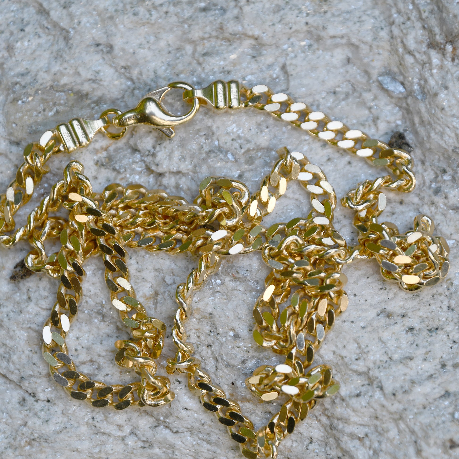 3,3 mm 750 - 18 Karat Gold Halskette Panzerkette massiv Gold hochwertige Goldkette  - Länge nach Wahl