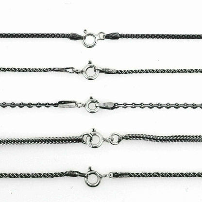 Dunkle Silberketten Mittelalter 925 Silber  Kette Halskette fein-m
