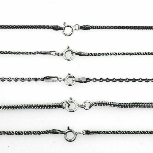 Dunkle Silberketten Mittelalter 925 Silber  Kette Halskette fein-m