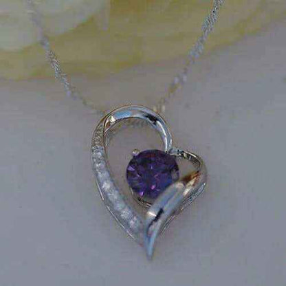 Edle Herzkette Herz Anhänger violetterr Zirkonia Crystal mit Singapurk