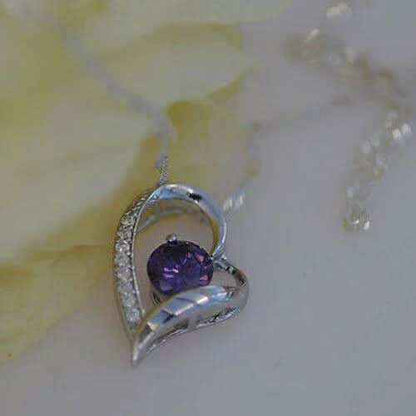 Edle Herzkette Herz Anhänger violetterr Zirkonia Crystal mit Singapurk