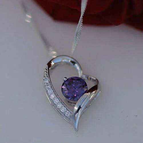 Edle Herzkette Herz Anhänger violetterr Zirkonia Crystal mit Singapurk
