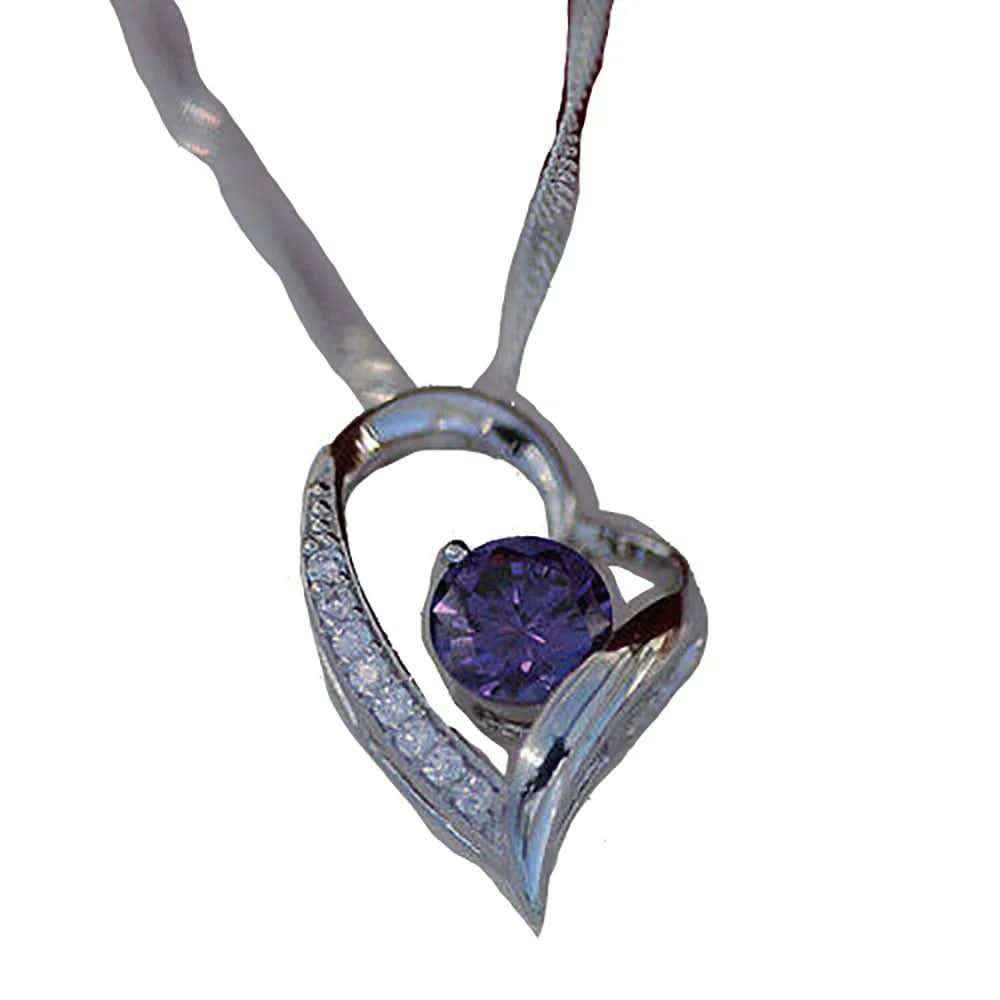Edle Herzkette Herz Anhänger violetterr Zirkonia Crystal mit Singapurk