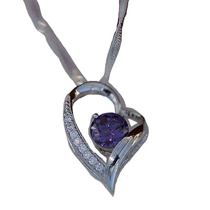 Edle Herzkette Herz Anhänger violetterr Zirkonia Crystal mit Singapurk